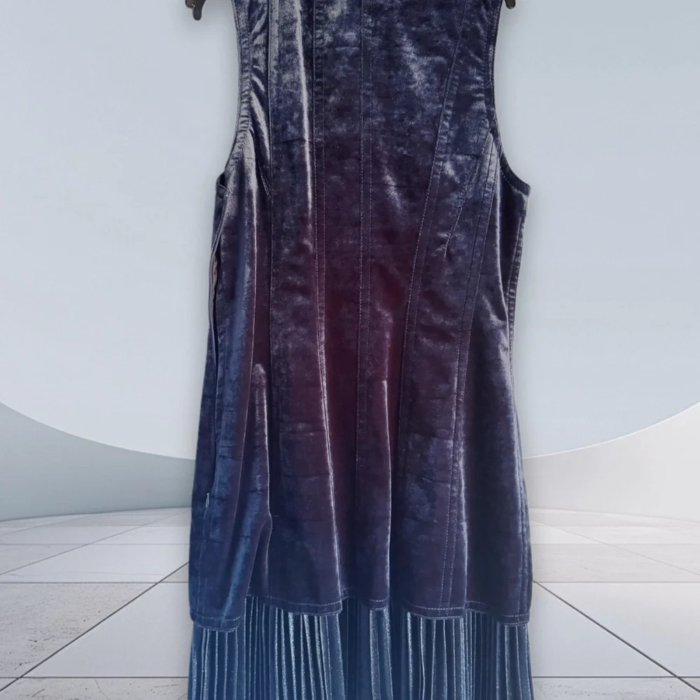 NWT - Size 10 Philip Lim Velvet Zipper Dress With Pleated Hem - Picture 2 of 7